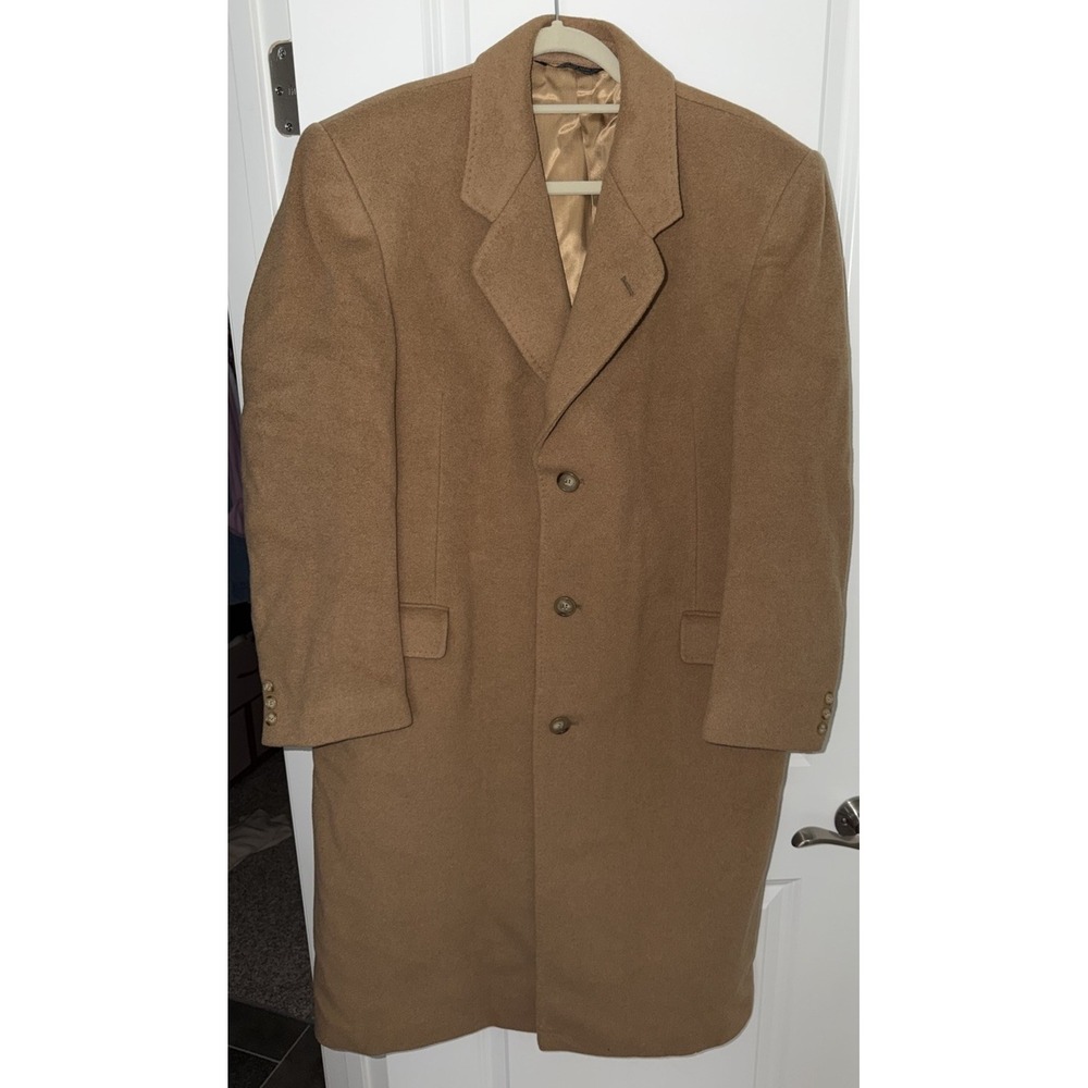 Vintage Di‎ Silver 100% Cashmere Camel Overcoat Made in Italy Men's 44